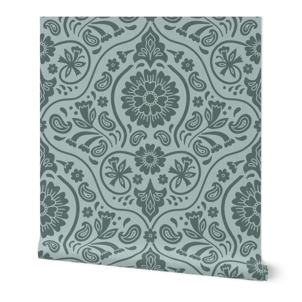 Anja Jankowsky Folk Floral Vintage Boho Damask Wallpaper