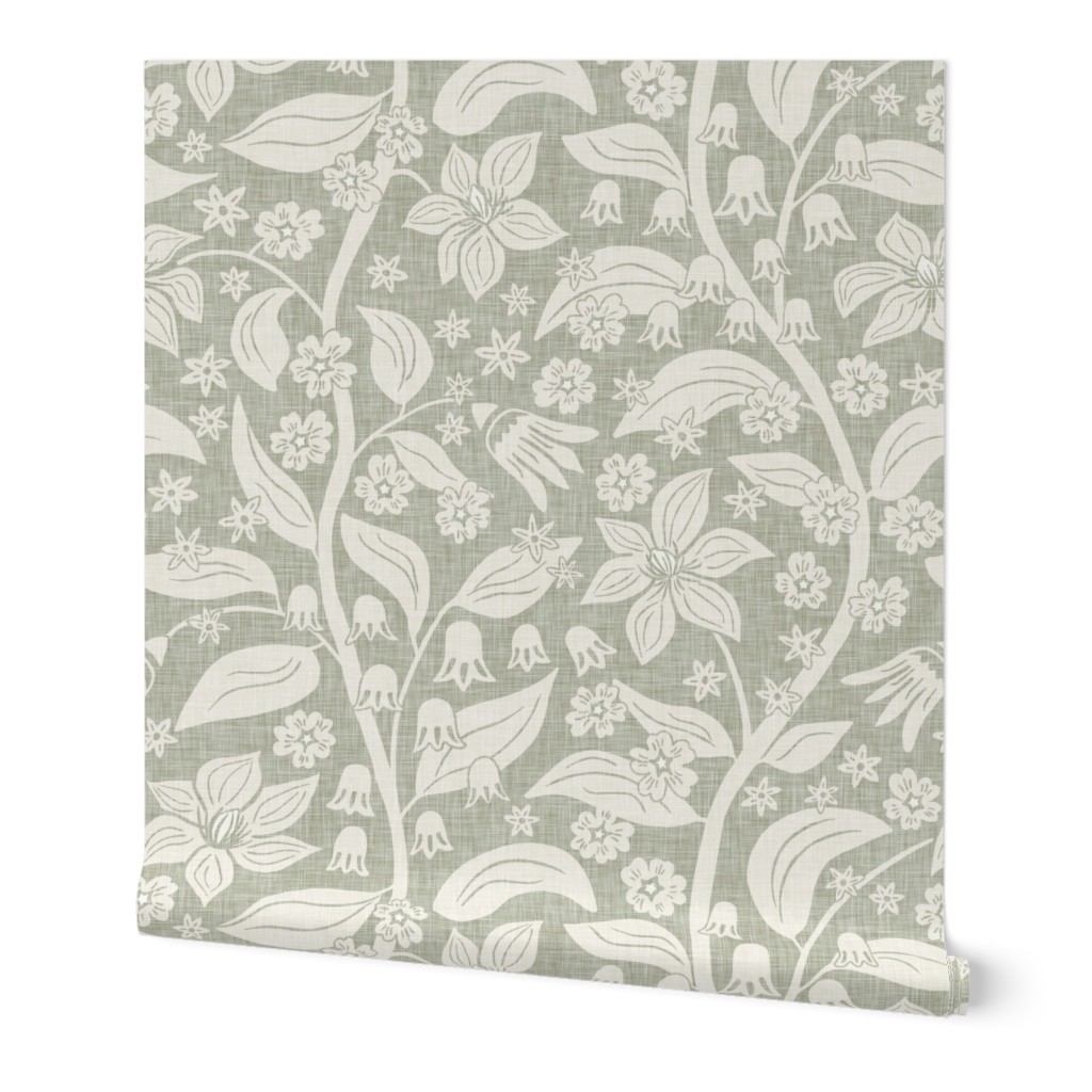 Anja Jankowsky Botanical Vines Wallpaper muted sage
