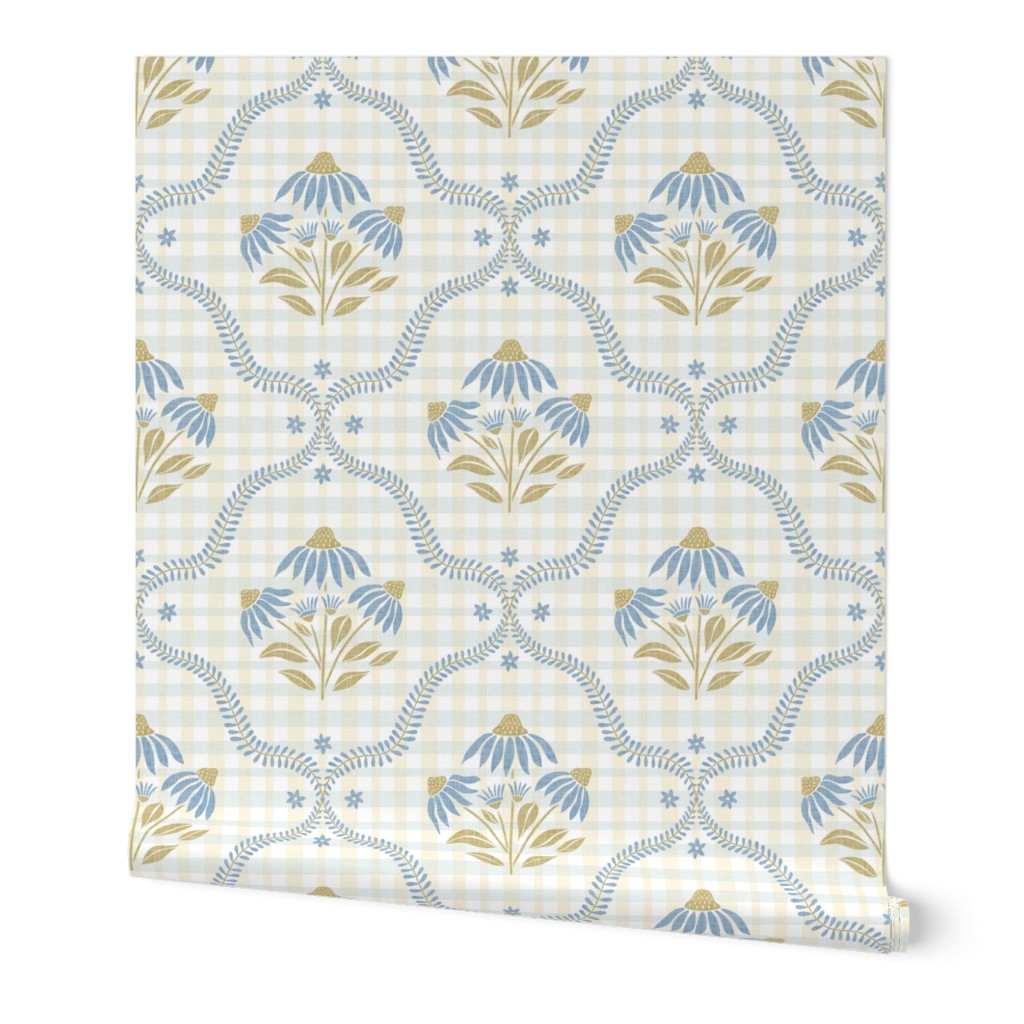 Retro Cottage Coneflower Wallpaper