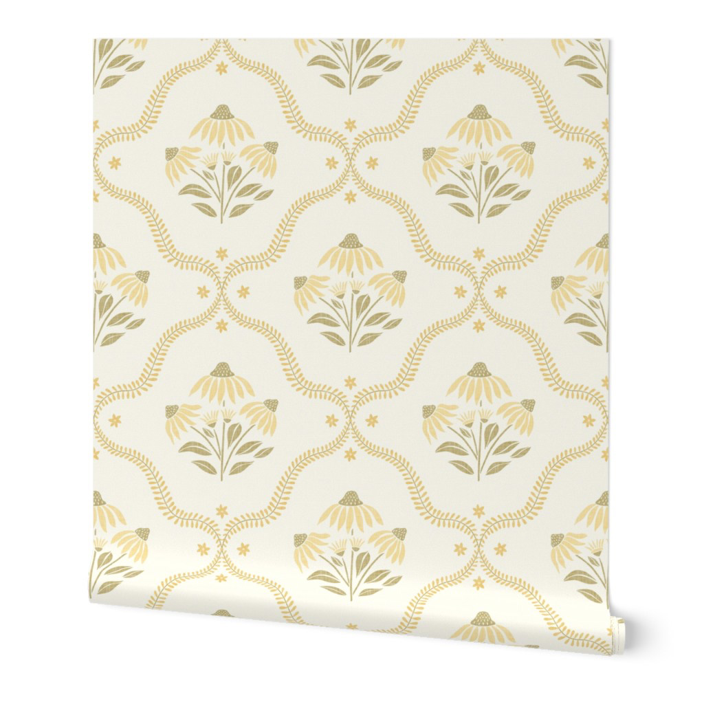 Retro Cottage Coneflower Wallpaper - Anja Jankowsky