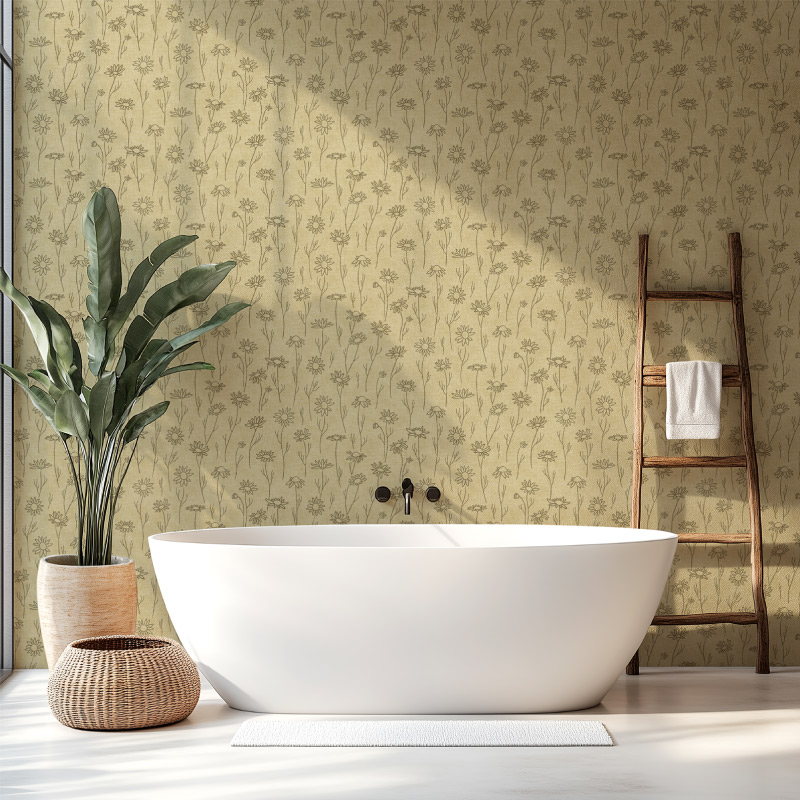 Anja Jankowsky Wildflower Chamo Bathroom wallpaper olive
