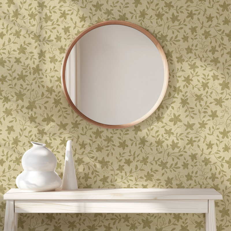 Anja Jankowsky Viney Florals Powder Room Wallpaper Mockup